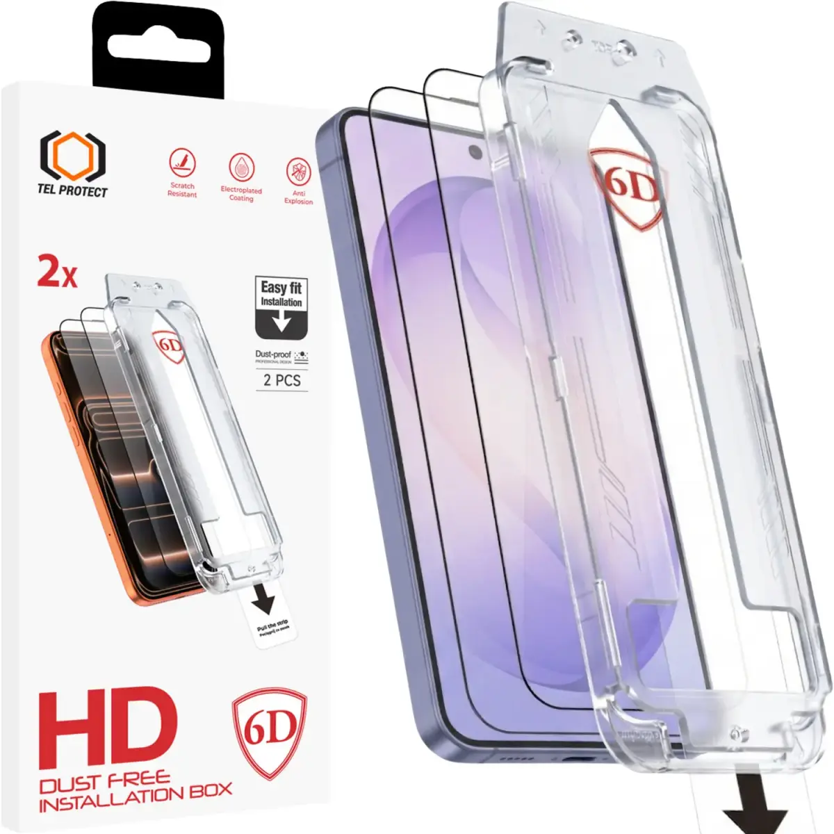 Tel Protect Dust-Free Easy Fit Full Glue 6D Tempered Glass for Samsung Galaxy S26 Plus black (with fingerprint unlock) - 2 pieces