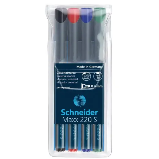 Noturīgais marķieris SCHNEIDER kodoskopa plēvēm OHP Maxx 220S, 0.4mm, 4 krāsas