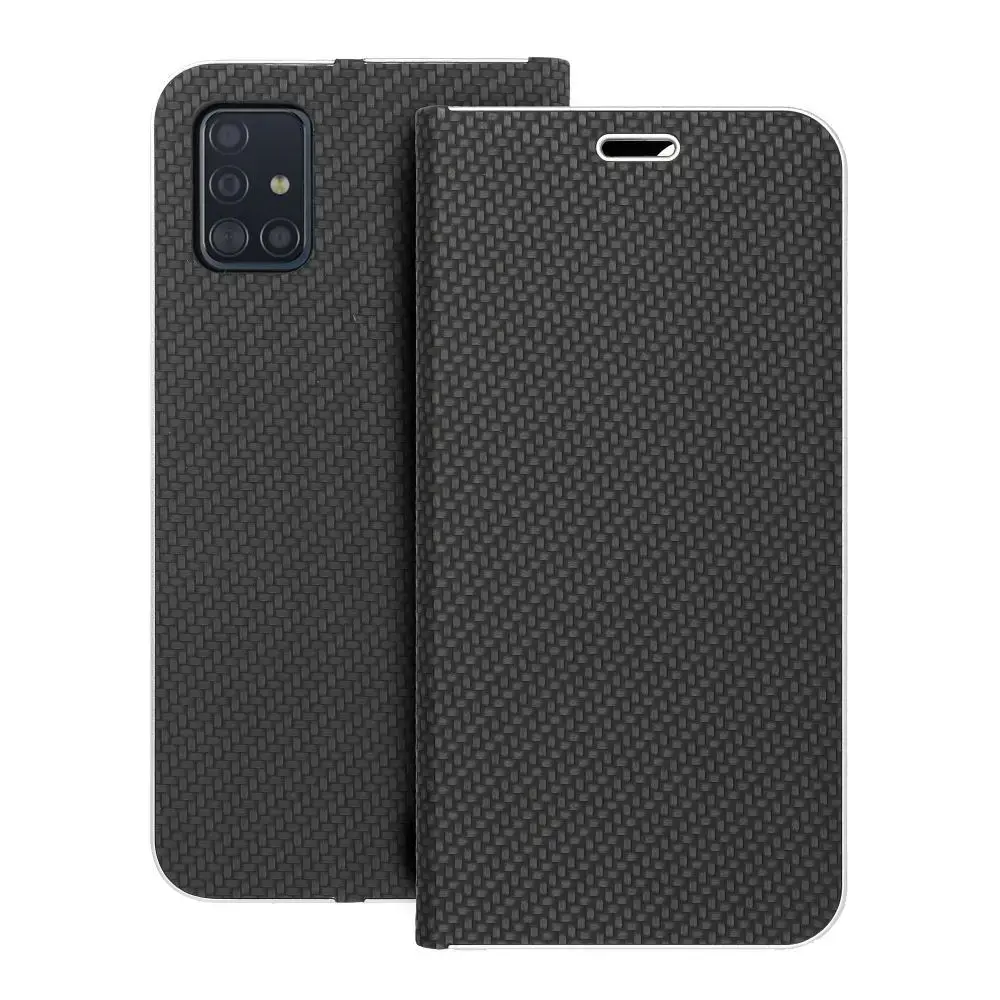 LUNA Book Carbon grāmatveida maciņš telefonam Samsung Galaxy A51 (A515) melns