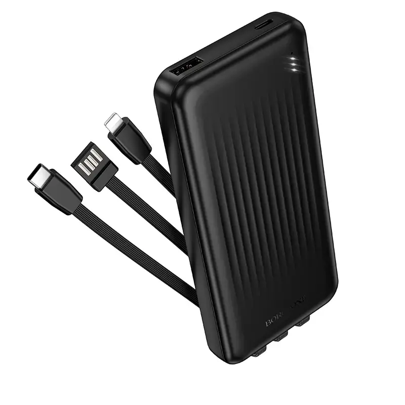 Borofone BJ79 Clever ārējais akumulators (powerbank) | 10 000 mAh | USB-A, USB-C, Lightning | melns