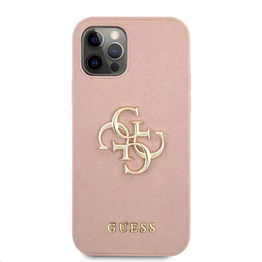 GUHCP12LSA4GGPI Guess PU Saffiano Big 4G Metal Logo Case for iPhone 12 Pro Max Pink