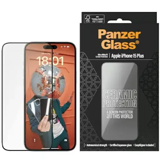 PanzerGlass Ceramic защитное стекло для телефона iPhone 15 Plus 6.7" Ultra-Wide-Fit Screen Protection Easy Aligner Included 2839
