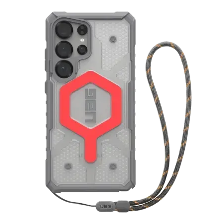 UAG Pathfinder Clear Magnet Bundle Magnetic Case and Wrist Strap for Samsung Galaxy S25 Ultra 5G - Gray|Red