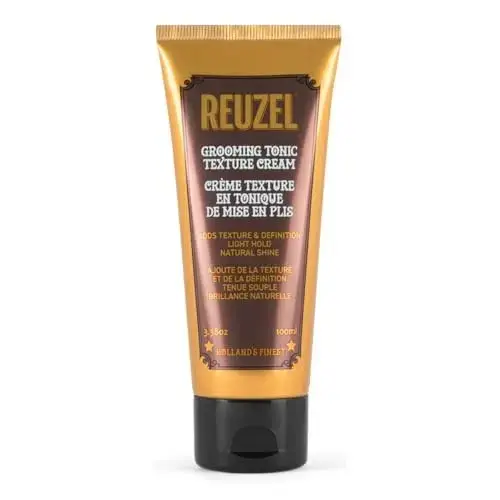 REUZEL Grooming Tonic Texture Cream  Light Hold  Curl Texture and Definition  Natural Shine  Heat Protection  for All Hair Types  3.38oz