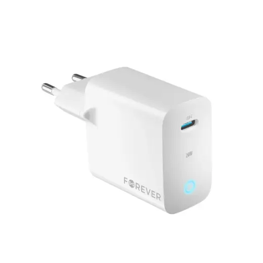 Forever TC-06-20C tīkla lādētājs | 20W | PD, QC | USB-C | balts