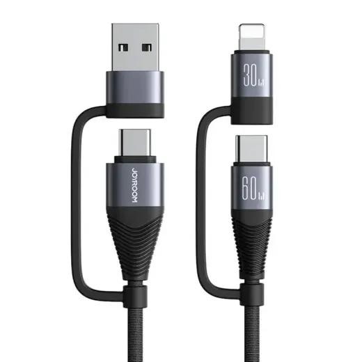 Joyroom SA37-2T2 3-in-1 data transfer and charging cable | USB-C to USB-C | 60W | 1.2m | black