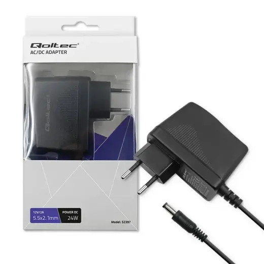 Qoltec Plug-in power supply PREMIUM 24W | 12V | 2A | 5.5*2.1