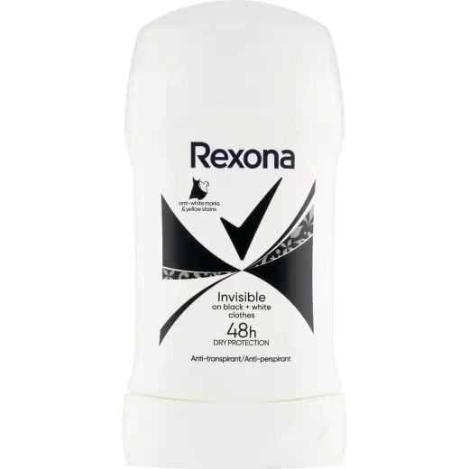Rexona, Deodorante, Stick Women 50ml Invisible Black and White Deodorant (Stick, 50ml)
