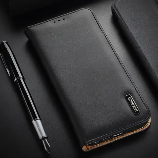 Dux Ducis Hivo Case for Samsung Galaxy S23 Ultra Flip Cover Wallet Stand RFID Blocking Brown