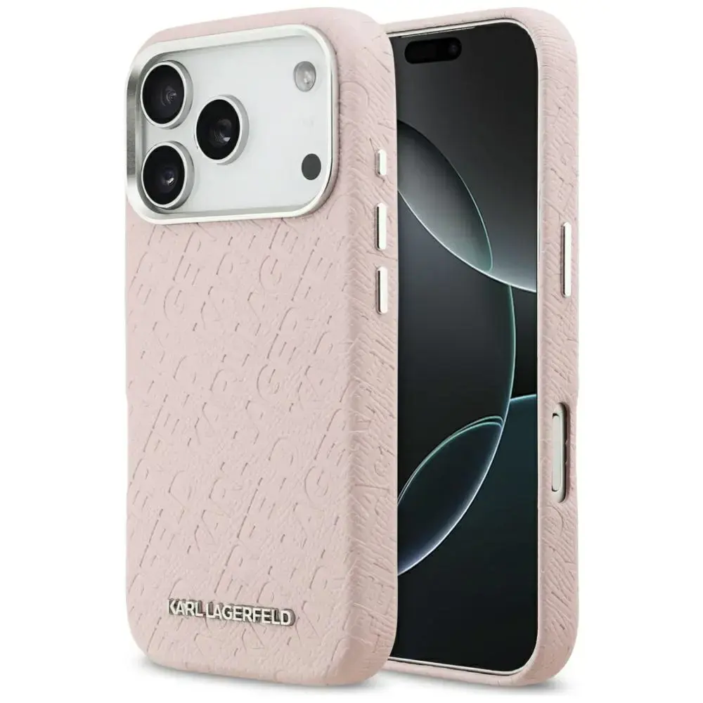Karl Lagerfeld FW Stamped Karl MagSafe Case for iPhone 17 Pro Pink