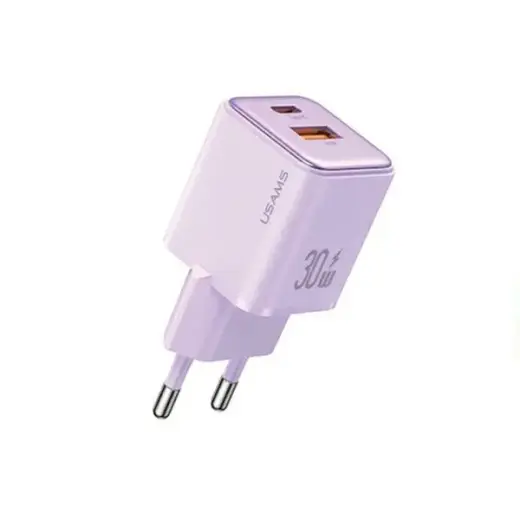 USAMS X-ron Series CC189TC03 зарядное устройство | 30W | PD3.0 | USB-A, USB-C | пурпурное