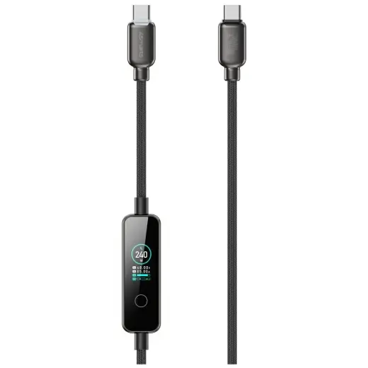 4smarts ScreenCord andmeedastus- ja laadimiskaabel | USB-C kuni USB-C | 240W | 1.2m | must