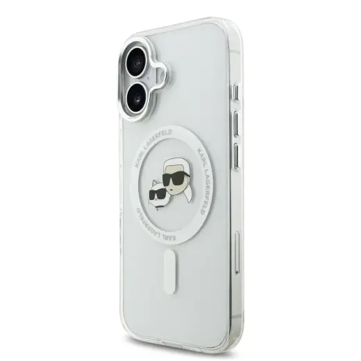 Karl Lagerfeld IML K&CH Heads Metal Frame MagSafe Case for iPhone 17 Transparent