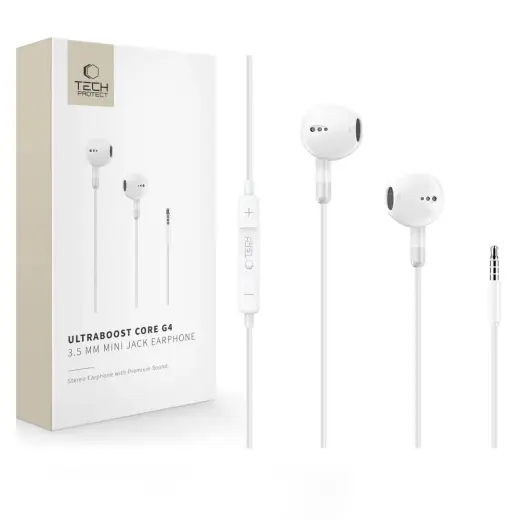 TECH-PROTECT ULTRABOOST MINI JACK EARPHONE CORE G4 WHITE