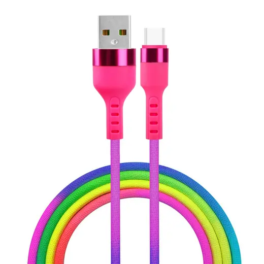 Setty KNA-C-1.22.113 data transfer and charging cable | USB-A to USB-C | 10.5W | 1.2m | rainbow