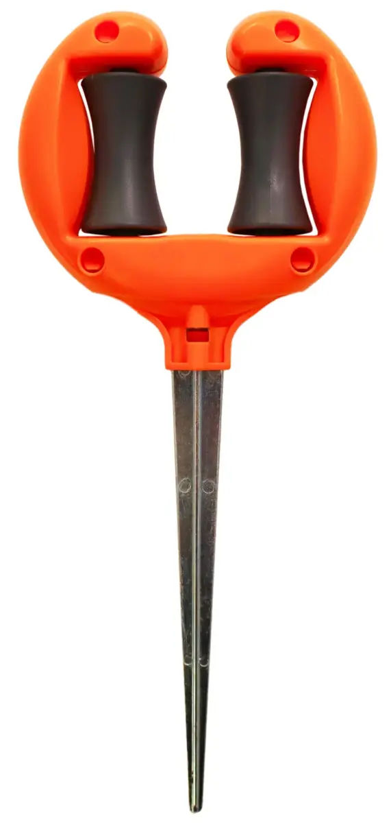 Hose guide with metal spike