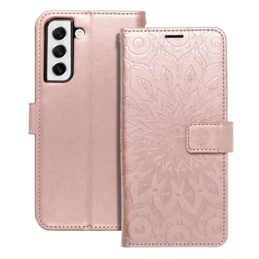 MEZZO mandala grāmatveida maciņš telefonam Samsung Galaxy S21 FE 5G (G990) rozā