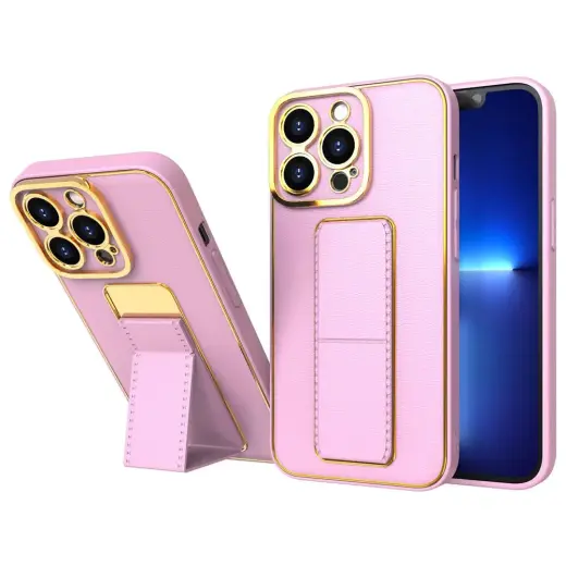 New Kickstand telefono dėklas su stovu Samsung Galaxy A12 (A125) rožinis