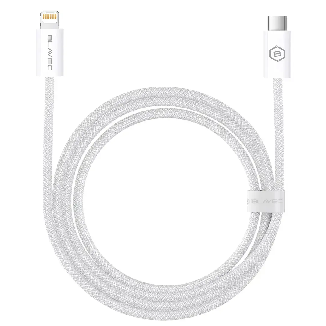 Blavec Cable Candy braided - Type C to Lightning - PD 20W 2,4A 1 metre (CCA-CL24W10) white