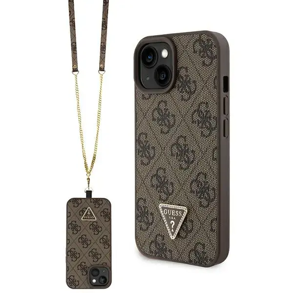 Guess GUHCP15MP4TDSCPW iPhone 15 Plus | 14 Plus 6.7" brązowy|brown hardcase Crossbody 4G Metal Logo