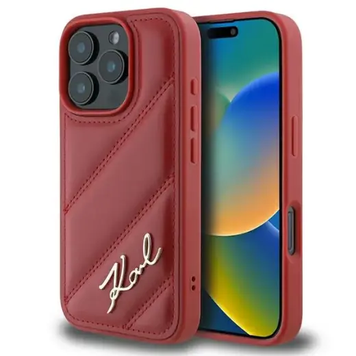 Karl Lagerfeld KLHCP16LPQDSMGR iPhone 16 Pro 6.3" czerwony|red hardcase Quilted Signature