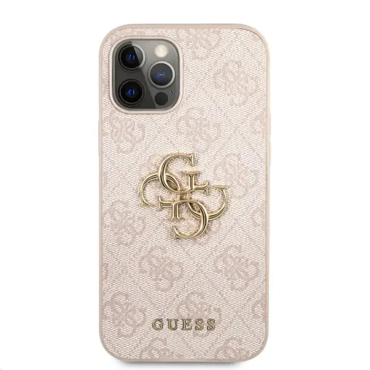 Guess PU 4G Metal Logo Case for iPhone 12 Pro Max Pink