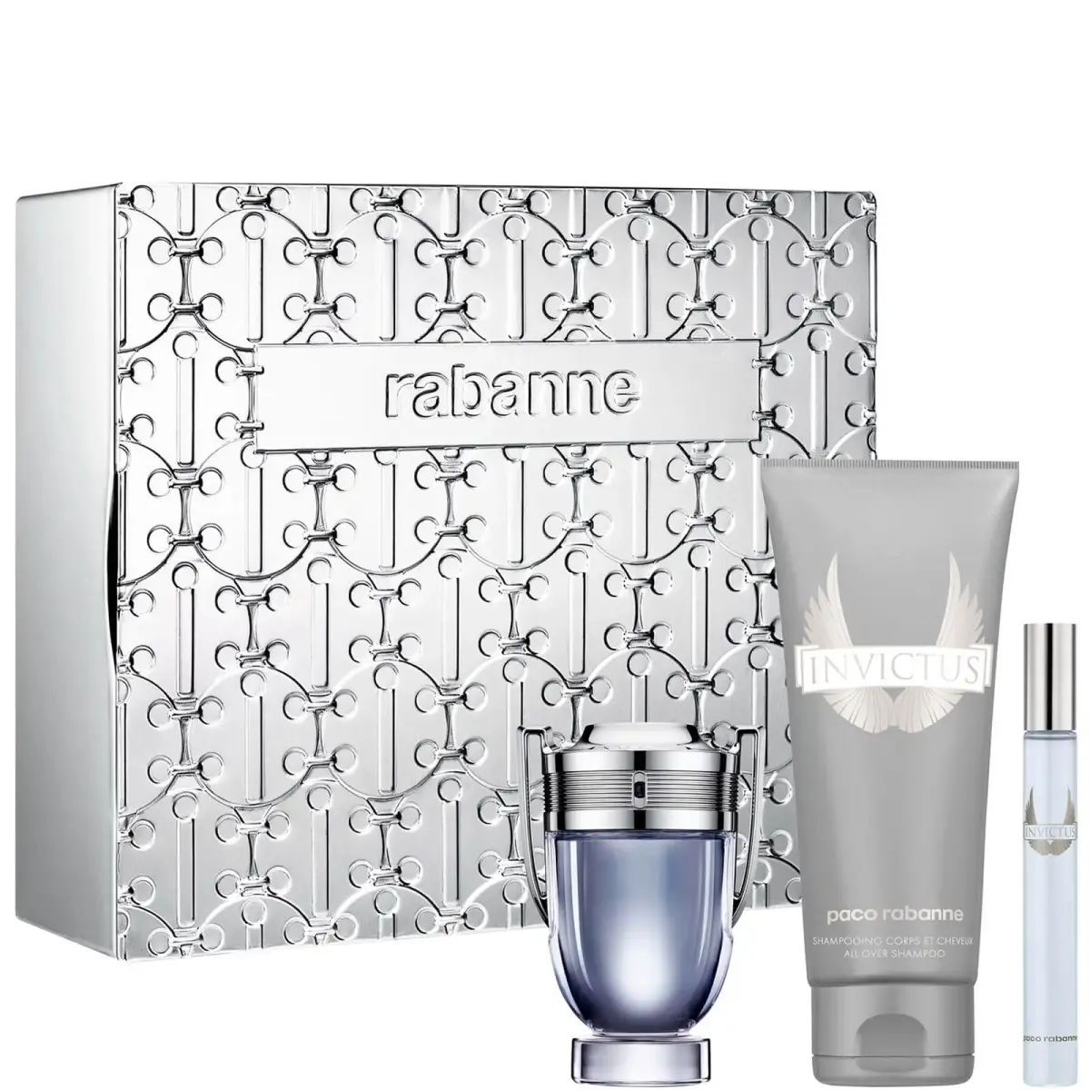 Paco Rabanne Invictus 3 Piece Gift Set: Eau De Toilette 50ml - Shower Gel 100ml