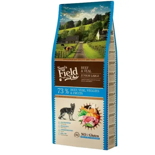 Sausā barība kucēniem - Sams Field DOG Fresh Beef&Veal JUNIOR LARGE 13 kg