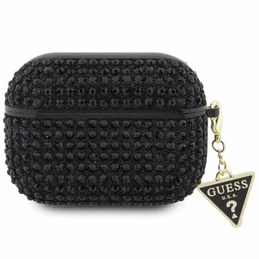 Guess GUAPHDGTPK AirPods Pro cover czarny|black Rhinestone Triangle Charm