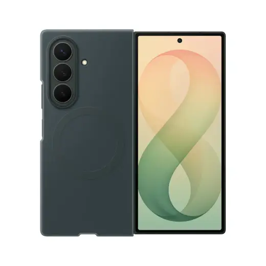 Samsung Silicone Magnet maciņš ar MagSafe atbalstu telefonam Samsung Galaxy Z Fold 8 (F971) zaļš (komplektā aizsargplēve)
