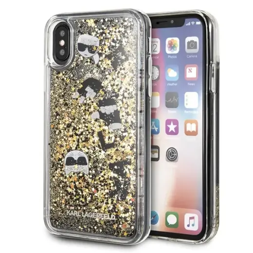Karl Lagerfeld KLHCPXROGO iPhone X|Xs czarno-złoty|black & gold hard case Glitter