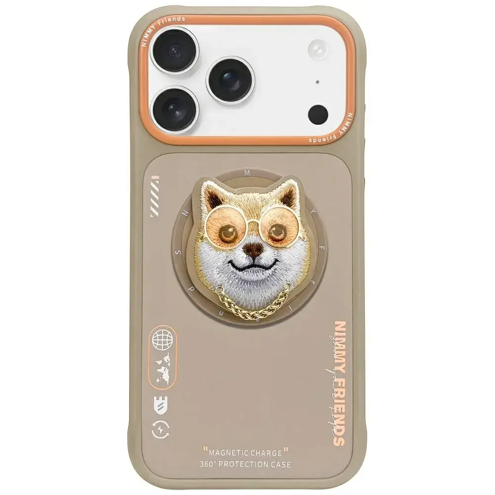 Nimmy Glasses Cool Dog maciņš ar MagSafe atbalstu telefonam iPhone 17 Pro bēšs