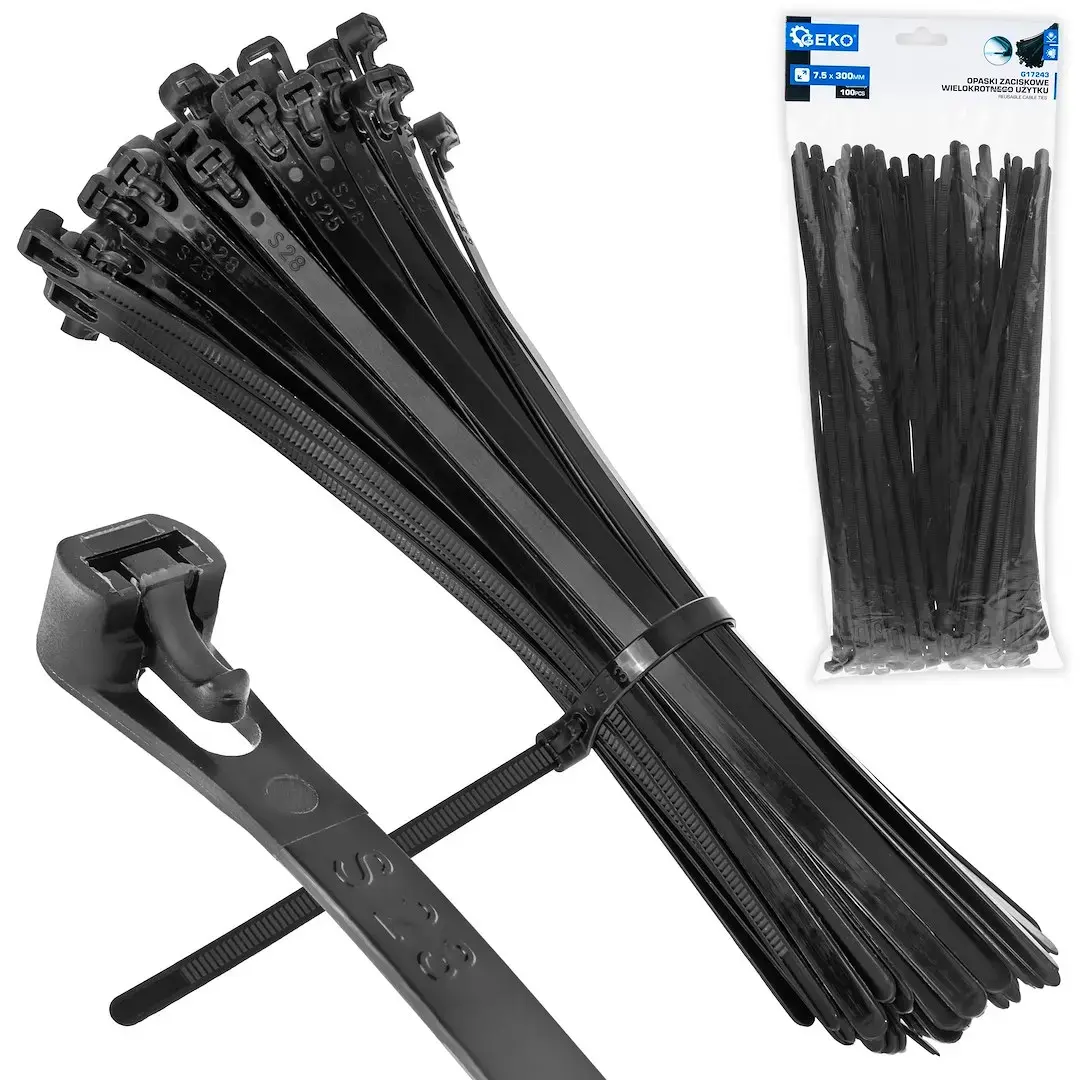 Reusable Cable Ties 7.5x300mm, 100 pcs