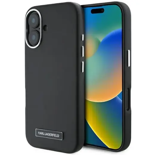 Karl Lagerfeld case for iPhone 16 Plus 6,7" KLHMP16MPGMSRPK black Hard FW Metal Plate MagSafe