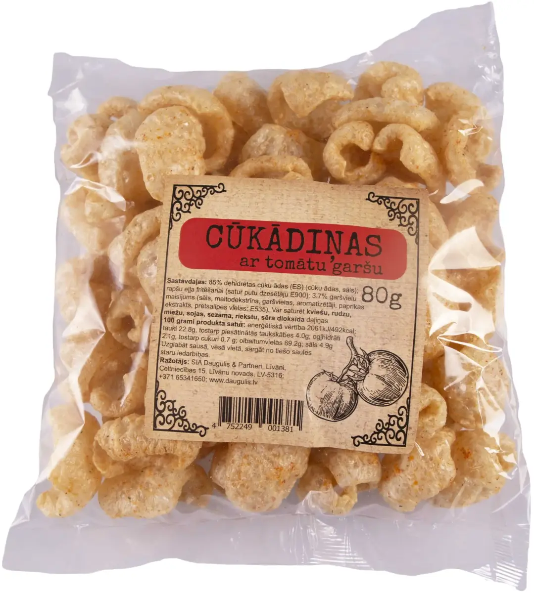 Cūkādiņas OU YES! ar tomātu garšu, 80g