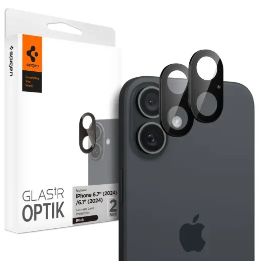 Spigen Optik GLAS.TR Camera Protector 2-PACK for iPhone 16 | 16 PLUS - Black