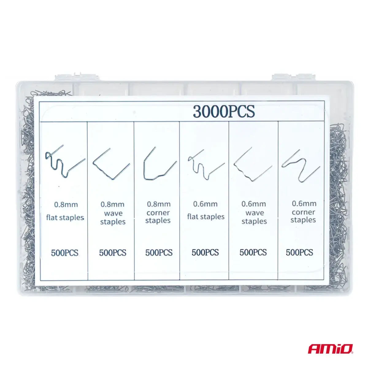 Plastic welding staples set 3000 pcs. AMIO-04743