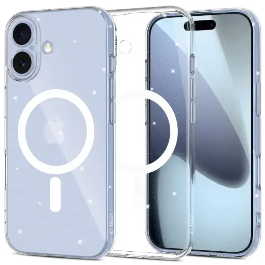 TECH-PROTECT FLEXAIR GLITTER чехол с поддержкой MagSafe для телефона iPhone 17 прозрачный