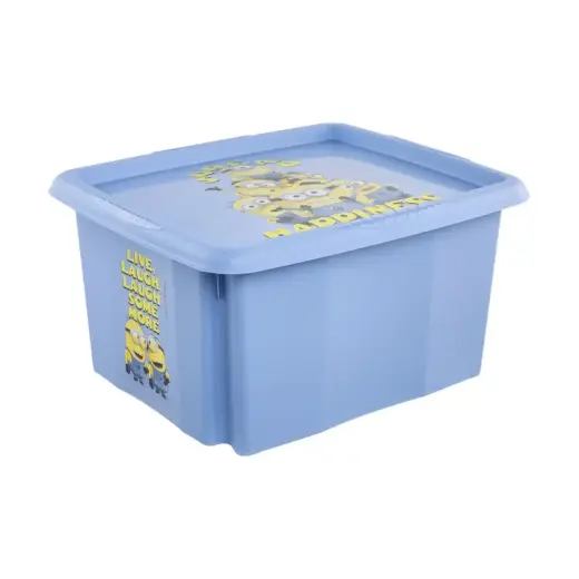 Kaste ar vāku 24L Karolina “Minions Happiness” 42,5x35,5x22,5cm gaiši zila