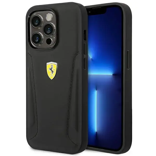 Ferrari FEHCP14LRBUK iPhone 14 Pro 6,1" czarny|black hardcase Leather Stamp Sides
