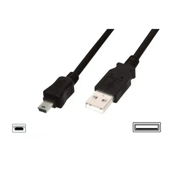 DIGITUS data transfer and charging cable | USB-A to Mini USB | 3m | black