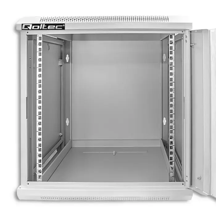 Qoltec RACK Cabinet 19" | 12U | 600 x 635 x 450 | Tempered doors | Hanging | Steel case | Lock | Grey
