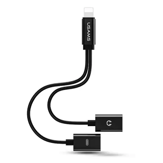USAMS Adapter 2w1 Lightning czarny/blackSJ1602L01 (US-SJ160)