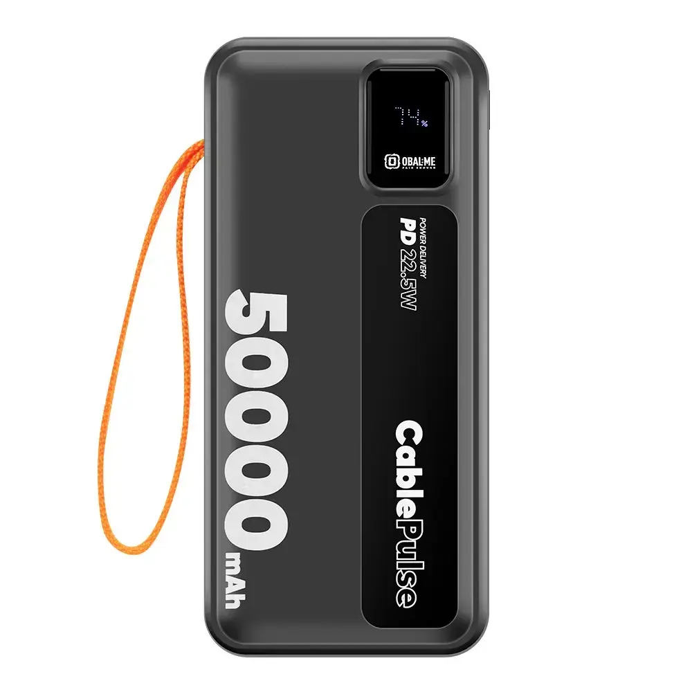 OBAL:ME CablePulse ārējais akumulators (powerbank) | 50 000 mAh | 22.5W | melns