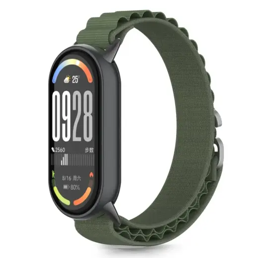 Tech-Protect Nylon Pro ремешок для умных часов Xiaomi Mi Band 8/9/10 | нейлоновый | зелёный