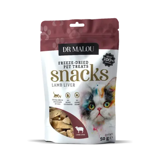 Gardumi kaķiem - DR Malou, Treats for cats 100% freeze-dried lamb liver 50g