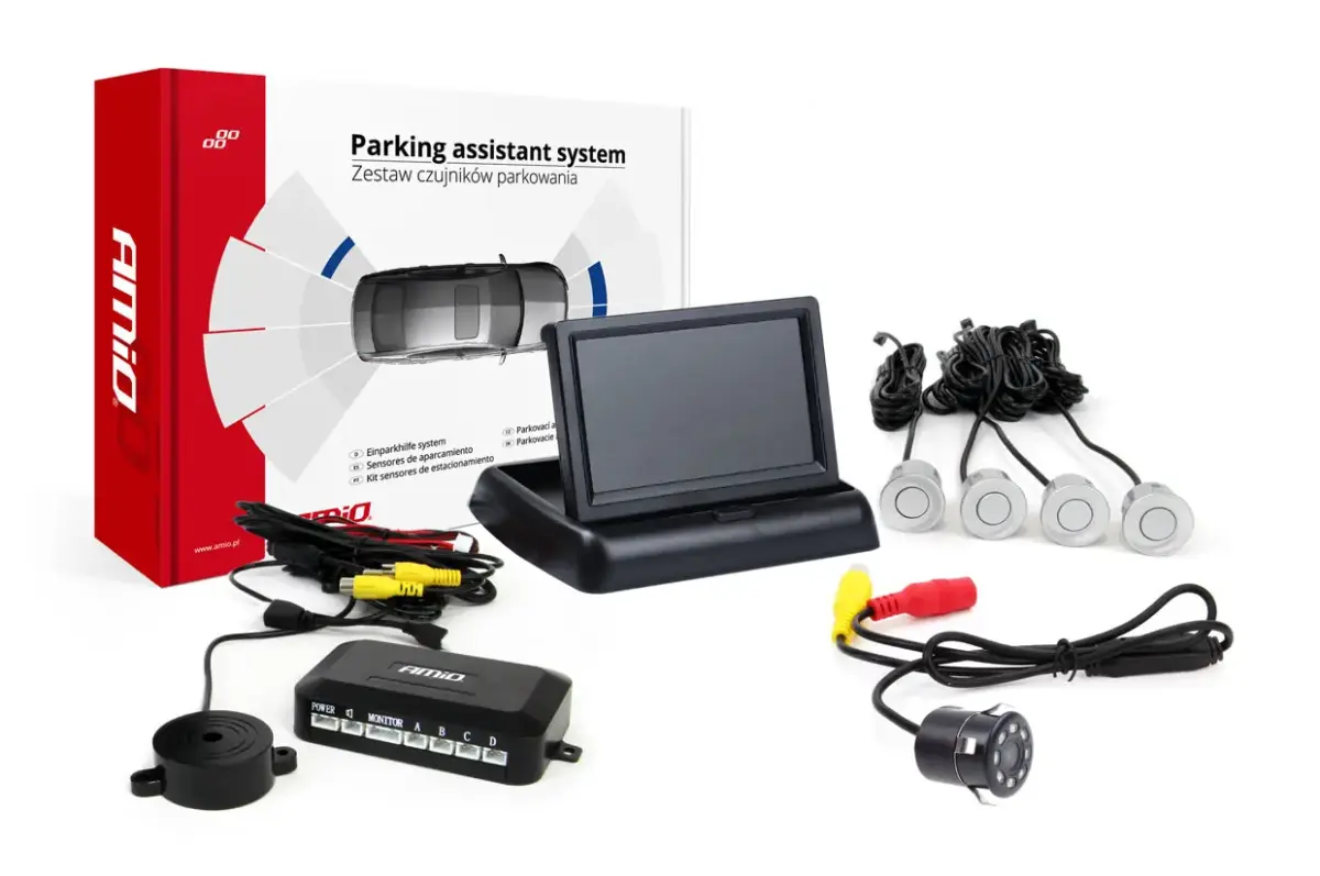 Parking assistant system TFT02 4,3" with HD-308-LED 4 sensors silver
