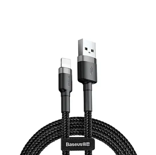Baseus Cafule datu pārraides un uzlādes vads | USB-A uz Lightning | 12W | 0.5m | melns, pelēks
