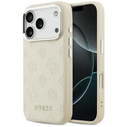 Guess Peony Hot Stamp Script MagSafe Case for iPhone 17 Pro Beige