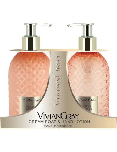 Set Vivian Gray: Gemstone, Neroli & Amber, Cleansing, Liquid Soap, 300 ml + Gemstone, Neroli & Amber, Hydrating, Hand Lotion, 300 ml